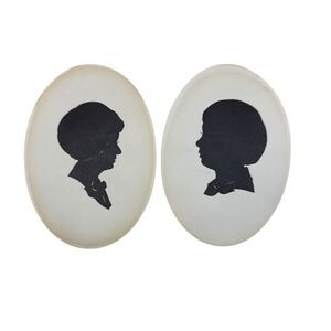 Vintage Silhouette Portraits Pair 1970s Smithsonian Institution Signed